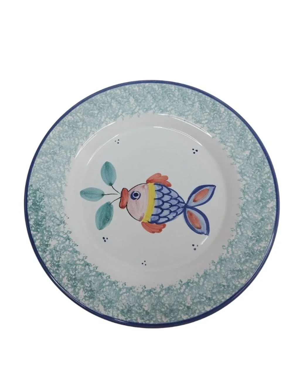 Deruta Italy Filli Mari Hand Painted Fish Pattern Dinnerware Set Bowls Plate